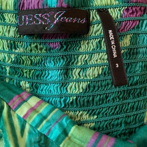 Guess Floral Mini Dress Green Purple - Picture 5 of 7